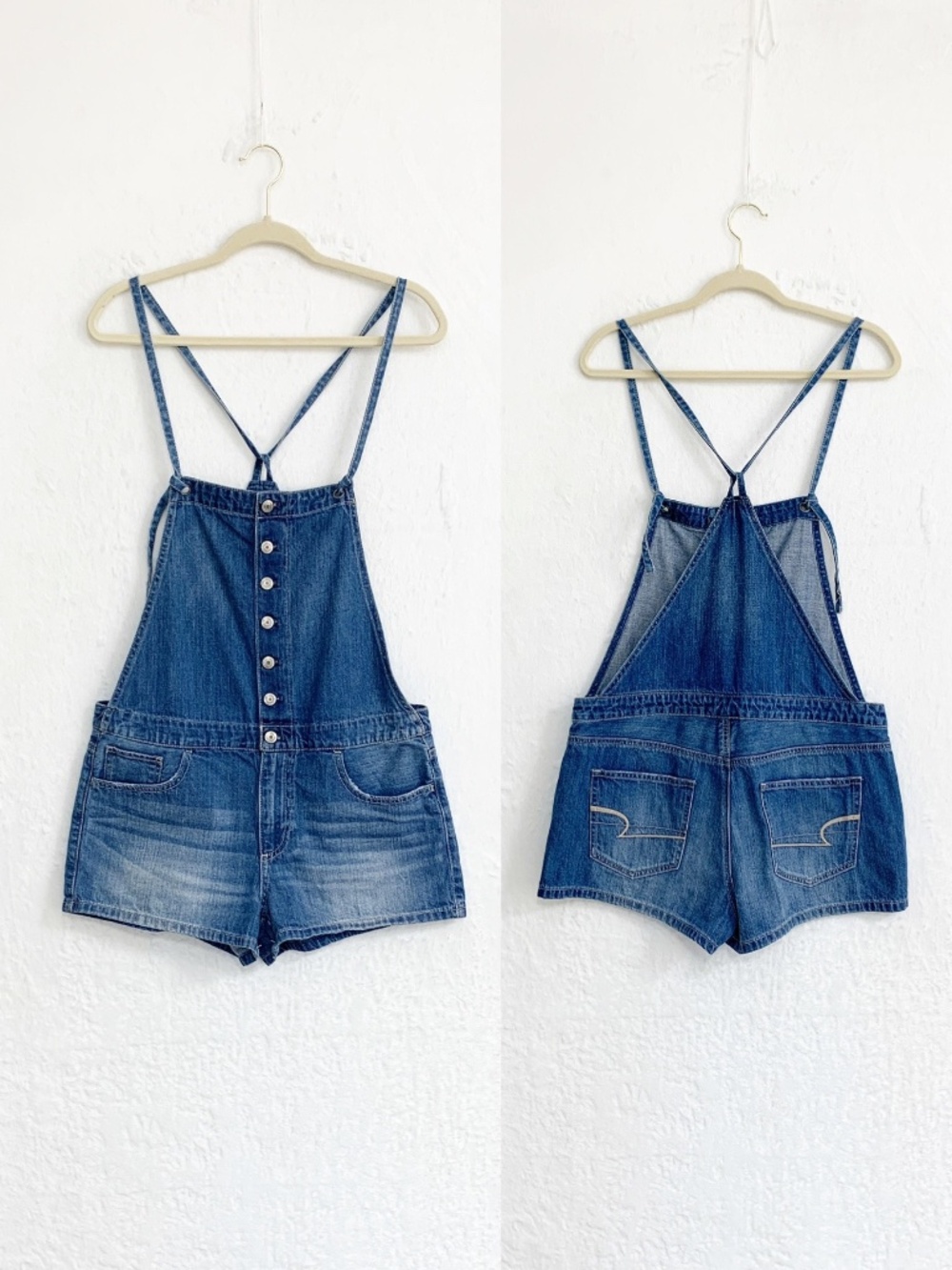American Eagle Denim Shortall Romper Sz M